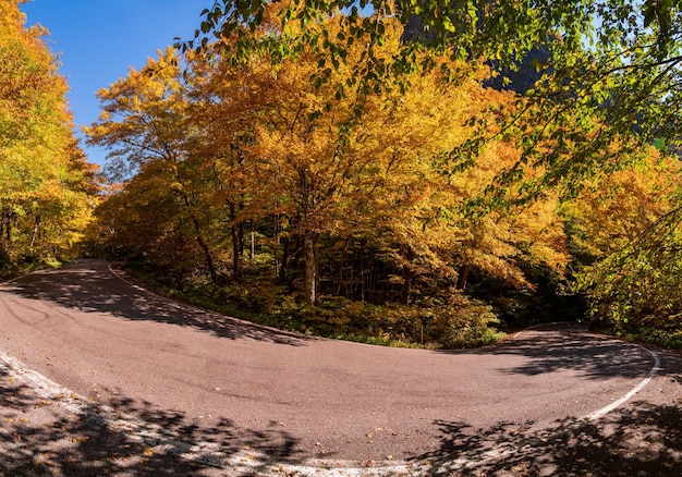 Narrow hairpin bend in smugglers notch in vermont