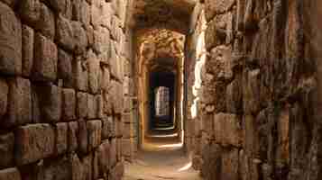 Photo narrow passage between castle walls