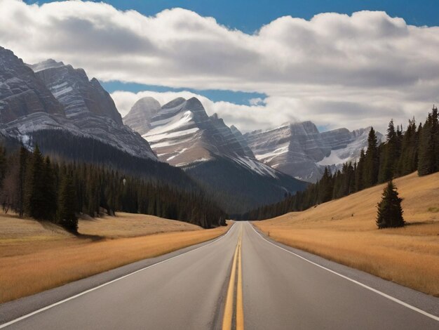 narrow road near rocky mountain