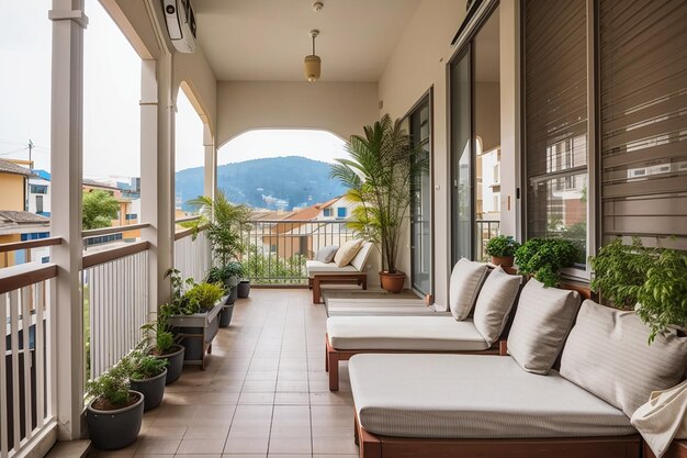 Photo narrow sitting area in balcony