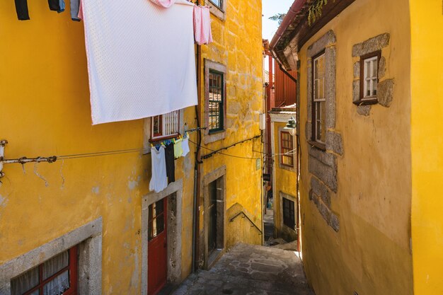 Narrow street amidst buildings in town