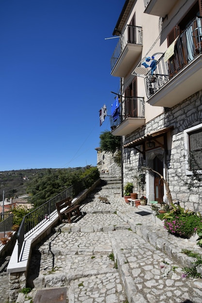 A narrow street in Gesualdo a small village in the province of Avellino Italy