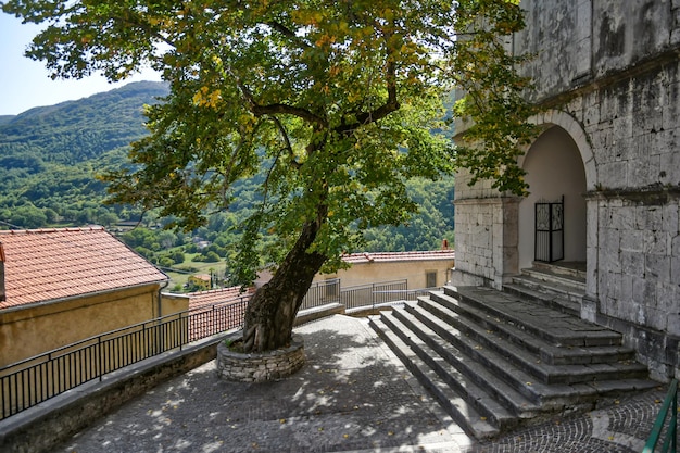 A narrow street in Longano a medieval town of Molise region Italy