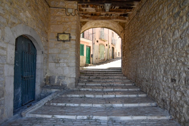 A narrow street in Sepino a small village in Molise region Italy