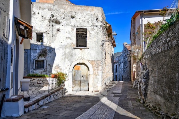 A narrow street in Trentinara a small village of the province of Salerno Italy