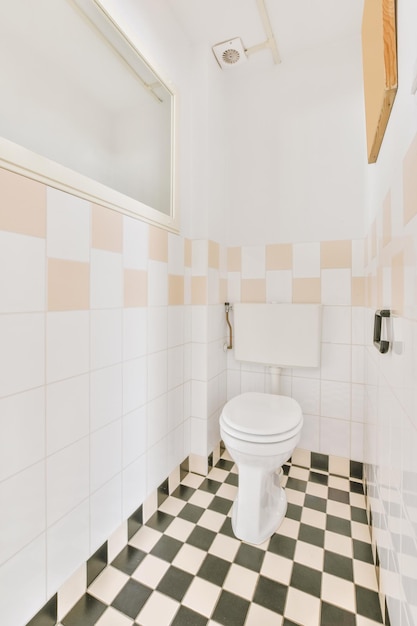 Narrow toilet room with minimalist design