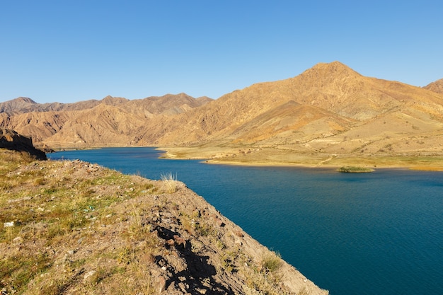 Naryn river in the mountains of Kyrgyzstan.