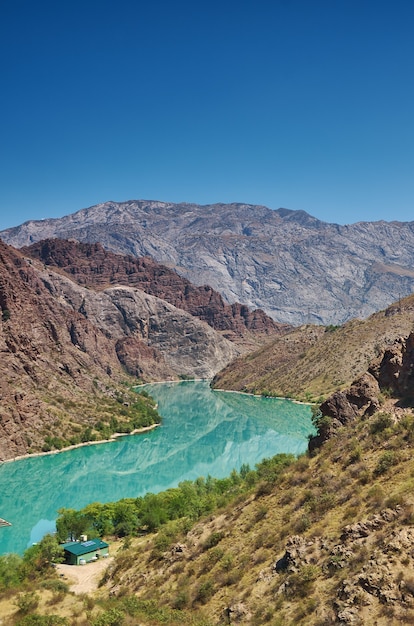 Naryn River rises in the Tien Shan mountains in Kyrgyzstan, Central Asia