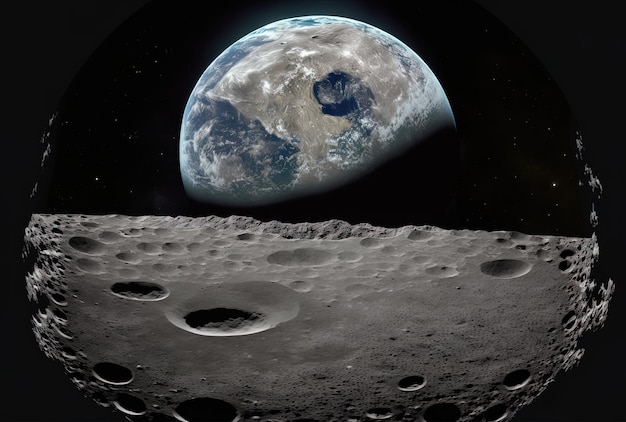 NASA provided the components for this graphic view of Earth from the surface of the moon