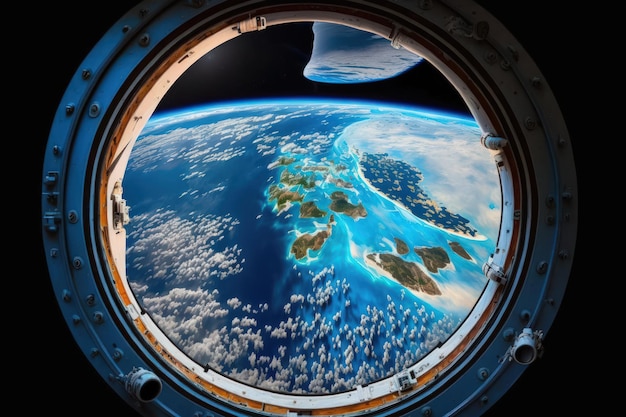 Photo nasa provided the space station window view of earth for this photograph