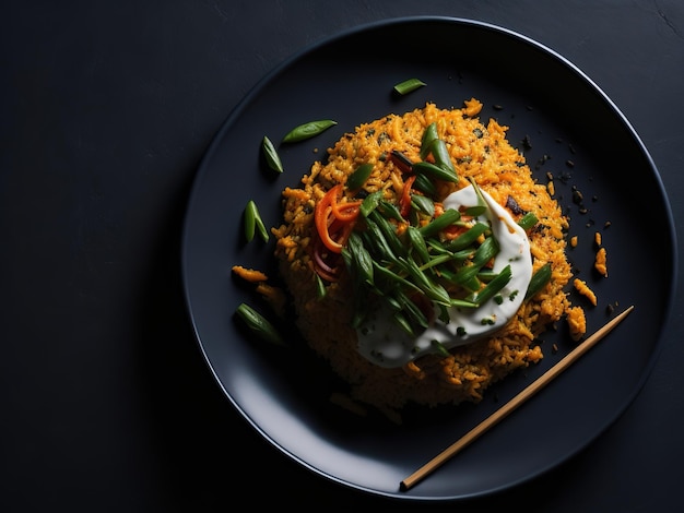 Nasi goreng een Zuidoost-Aziatisch gebakken rijstgerecht gegenereerd door AI