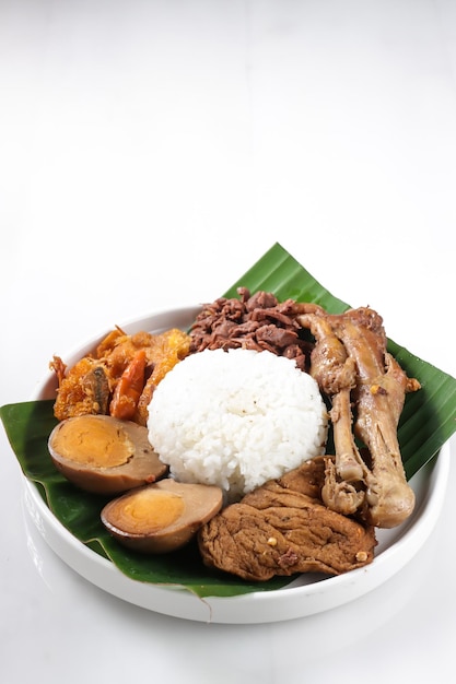 Nasi Gudeg. A Signature and Legendary Dish from Yogyakarta Indonesia. Jack Fruit Stew.