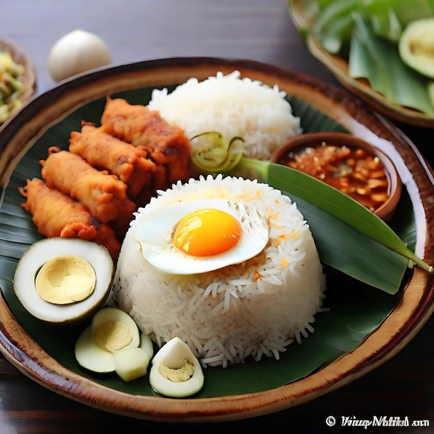 nasi putih dipiring AI