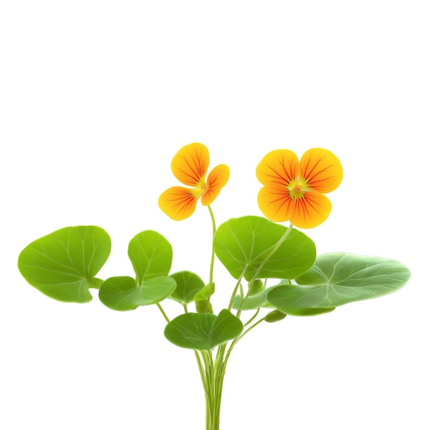 Фото nasturtium microgreens tropaeolum majus ярко-зеленые листья с оттенком красного изящно расположены