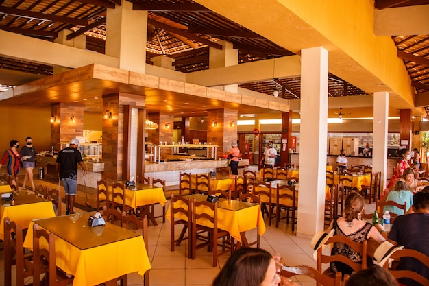 Natal, Rio Grande do Norte, Brazil - March 12 2021: Miramar restaurant in the city of Porto Mirim in Rio Grande do Norte