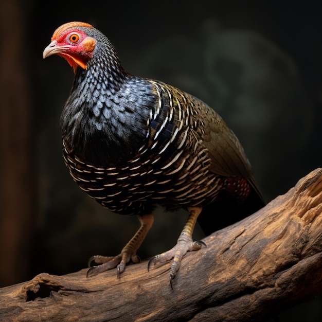 Photo natal spurfowl on tree log