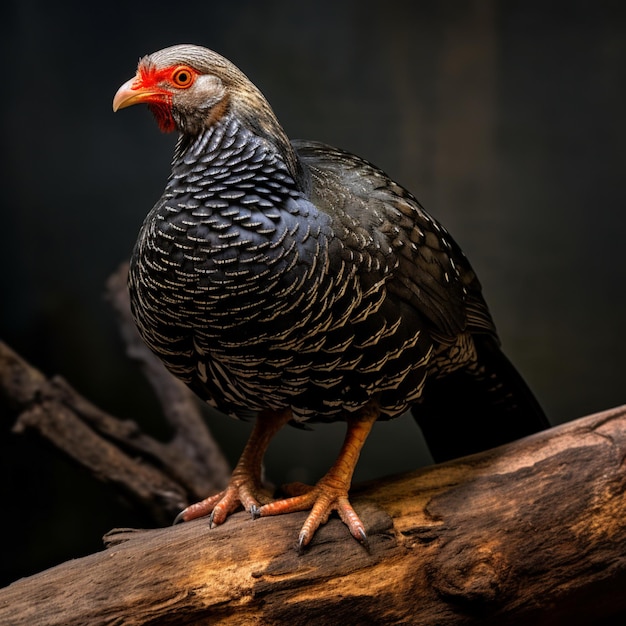 Photo natal spurfowl on tree log