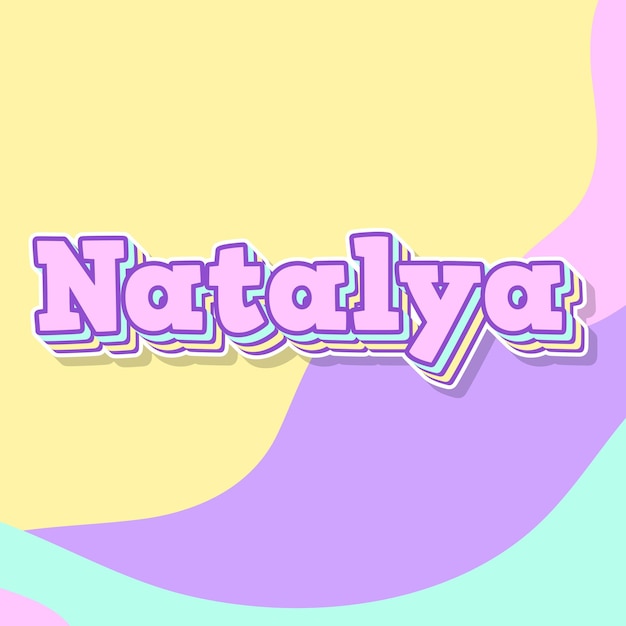 Natalya typography 3d design cute text word cool background photo jpg