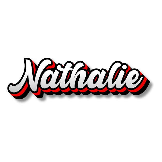 Photo nathalie text 3d silver red black white background photo jpg