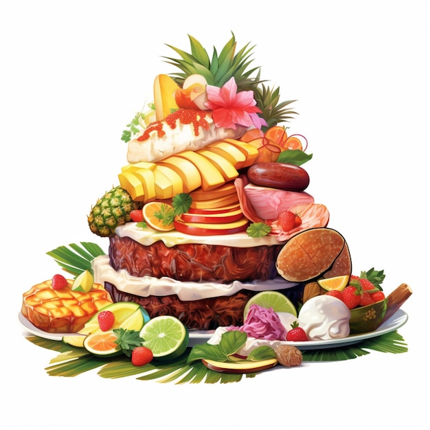 Nationaal voedsel van Hawaï met witte hoge achtergrond