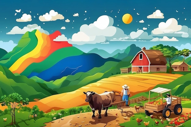 템플릿 디자인을 위한 국립 농업의 날 아이소메트릭 픽셀 아트 그림