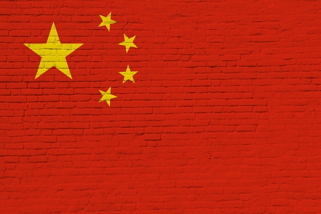 Флаг Китая на кирпичной стене