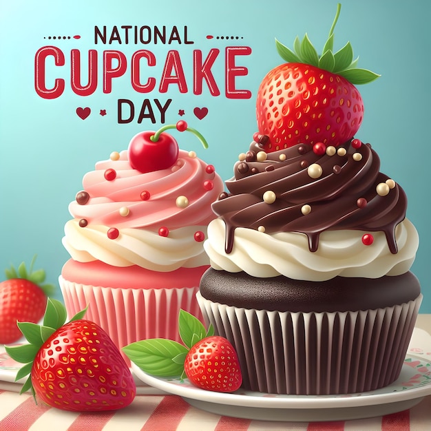 National cupcake day poster Premium AIgenerated image
