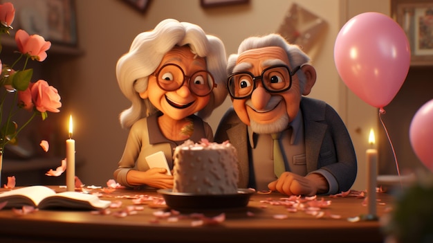 National Day of the Elderly 13th April 3D Cartoon Generative AI