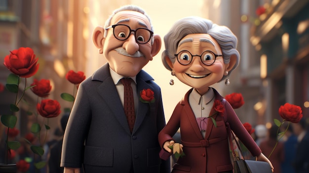 National Day of the Elderly 13th April 3D Cartoon Generative AI