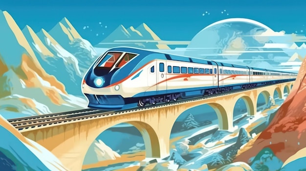 Photo national day high speed rail travel illustration