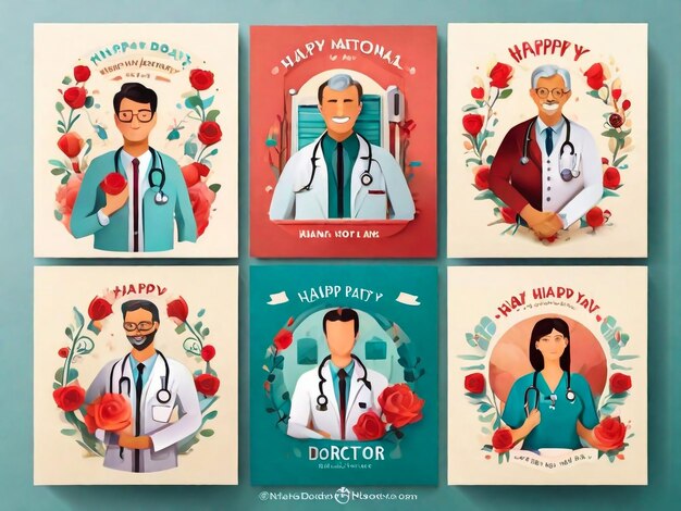 National Doctors Day Illustration Flat International Nurses Day Instagram Posts Collection Flat National Doctors Day Cards Collection