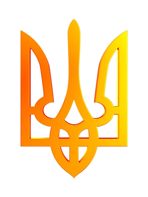 National emblem ukraine on white space. Isolated 3D illustration