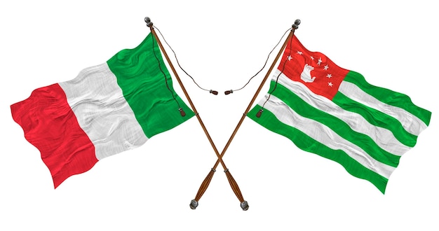 National flag of Abkhazia and Italy Background for designers