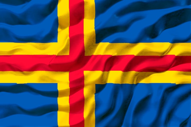 National Flag of Aland Islands Background with flag of Aland Islands