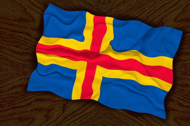 National Flag of Aland Islands Background with flag of Aland Islands