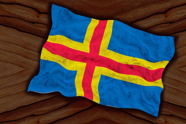 National Flag of Aland Islands Background with flag of Aland Islands