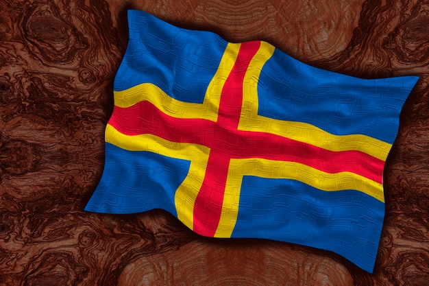 National Flag of Aland Islands Background with flag of Aland Islands