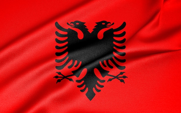 Photo national flag albania albania flag fabric flag albania 3d work and 3d image