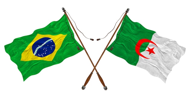 National flag of Algeria and Brazil Background for designers