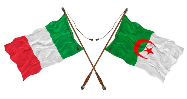 National flag of Algeria and Italy Background for designers