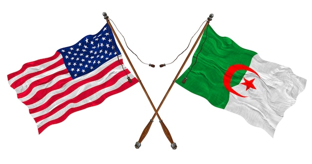 National flag of Algeria and United States of America Background for designers