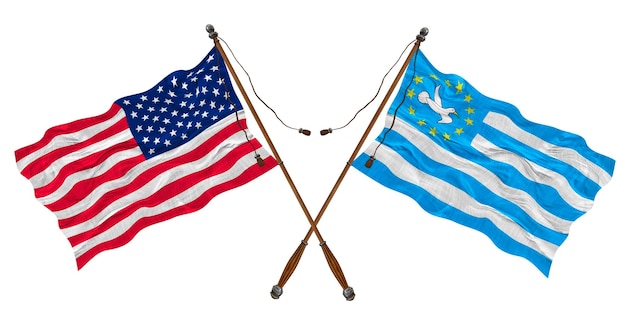 National flag of Ambazonia and United States of America Background for designers