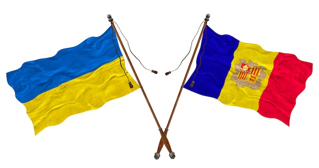 National flag of Andorra and Ukraine Background for designers