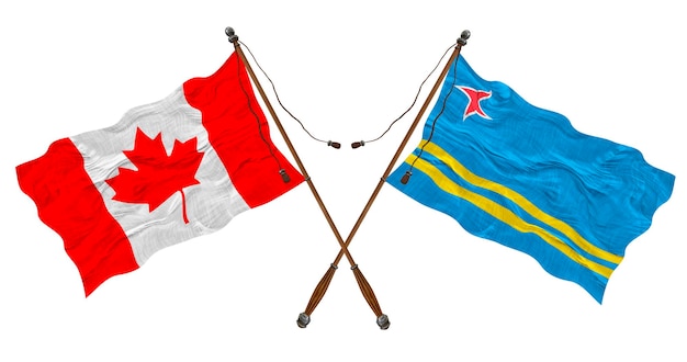 National flag of Aruba and Canada Background for designers