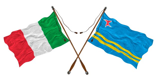 National flag of Aruba and Italy Background for designers