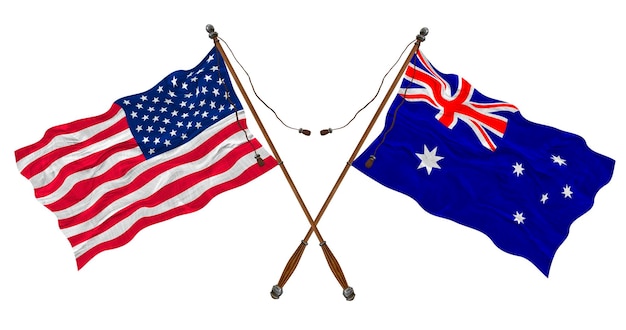 National flag of Australia and United States of America Background for designers