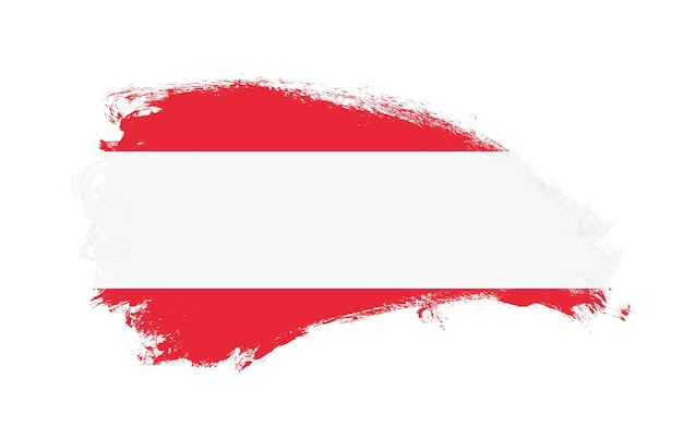 Государственный флаг Австрии, нарисованный кистью на изолированном белом
