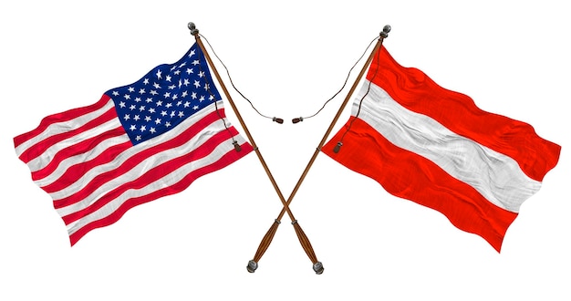 National flag of Austria and United States of America Background for designers