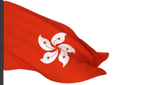 Государственный флаг фоновое изображениеВетер развевает флаги3d визуализацияФлаг Гонконга