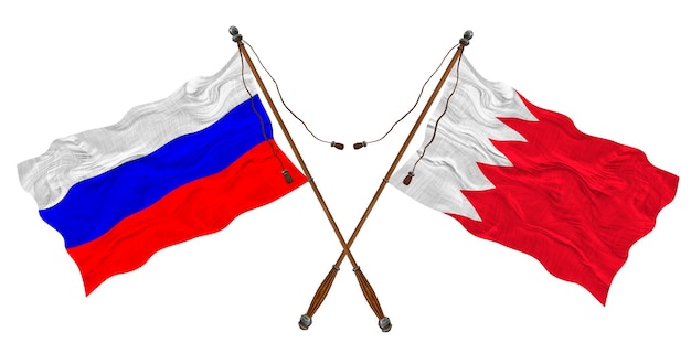 National flag of Bahrain and Russia Background for designers